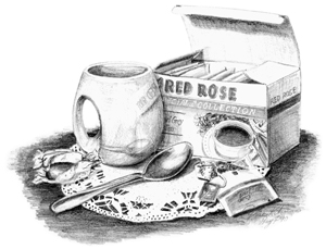 "Tea Time" Pencil Sketch by Lise Kitzman